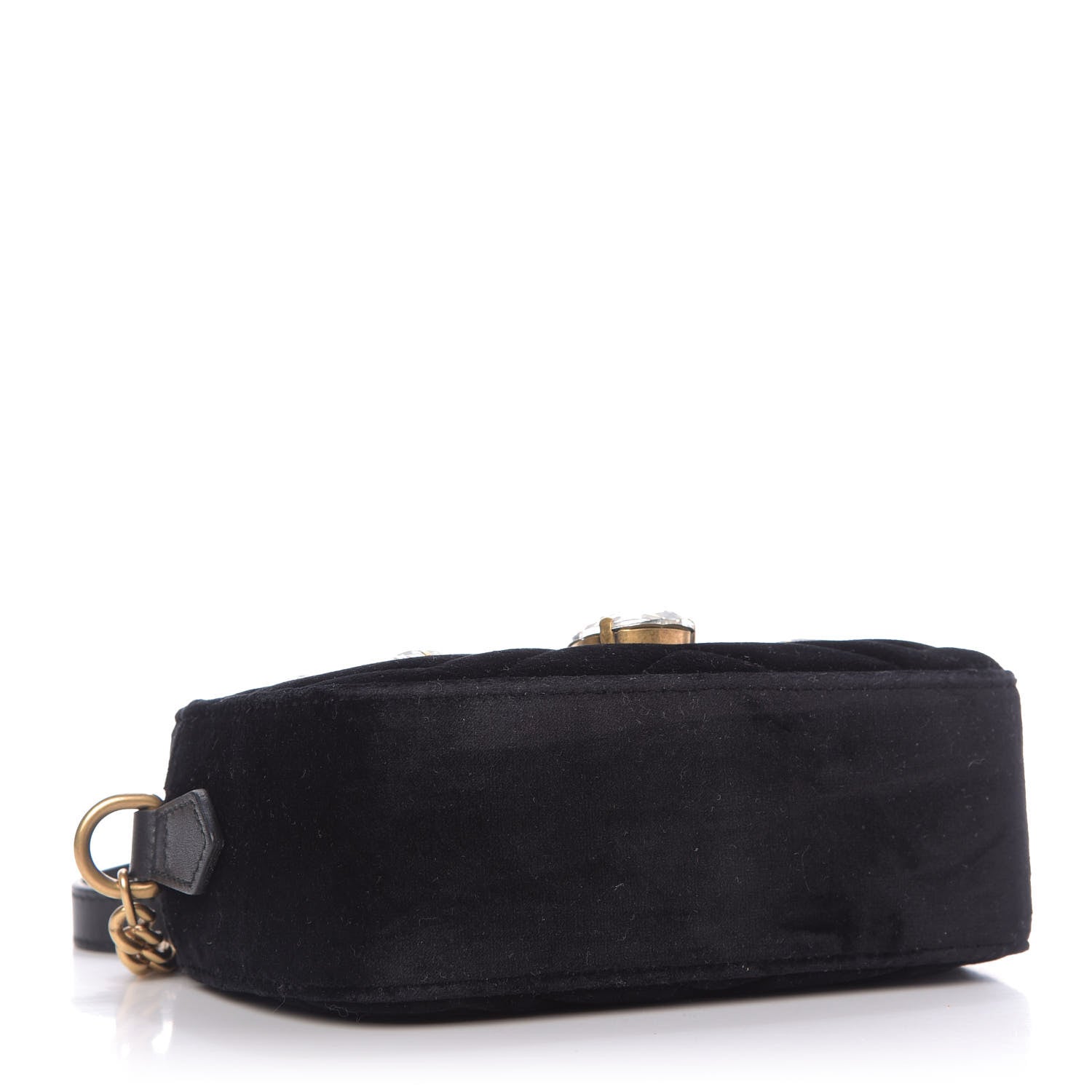 Gucci Velvet Matelasse Marquise Crystals Mini GG Marmont Chain Shoulder Bag Black 4 of 9