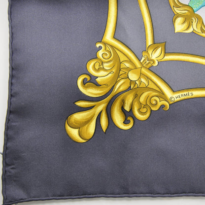 Hermes Silk Les Chevaux des Moghols Scarf 90 Navy 4 of 5