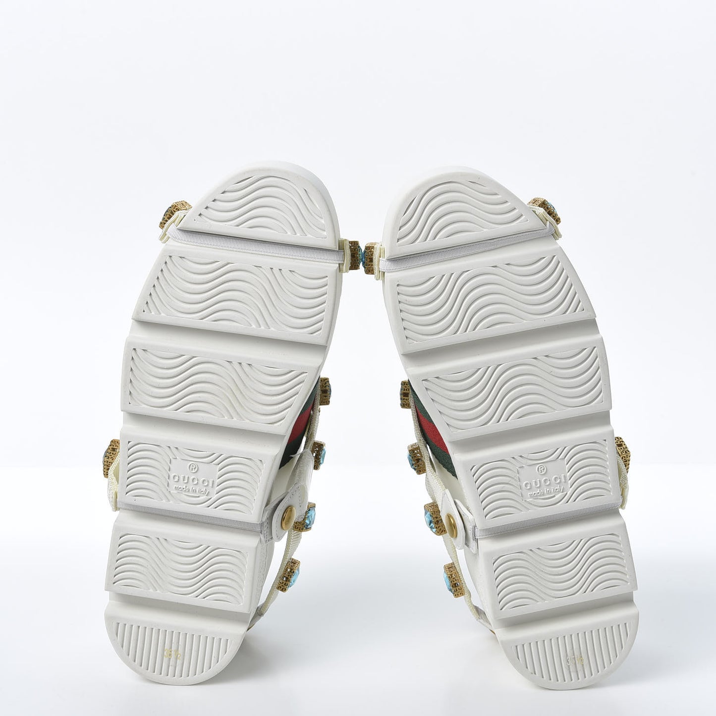 Calfskin Removable Crystals Bee Embroidered Womens Ace Platform Sneakers 35.5 White