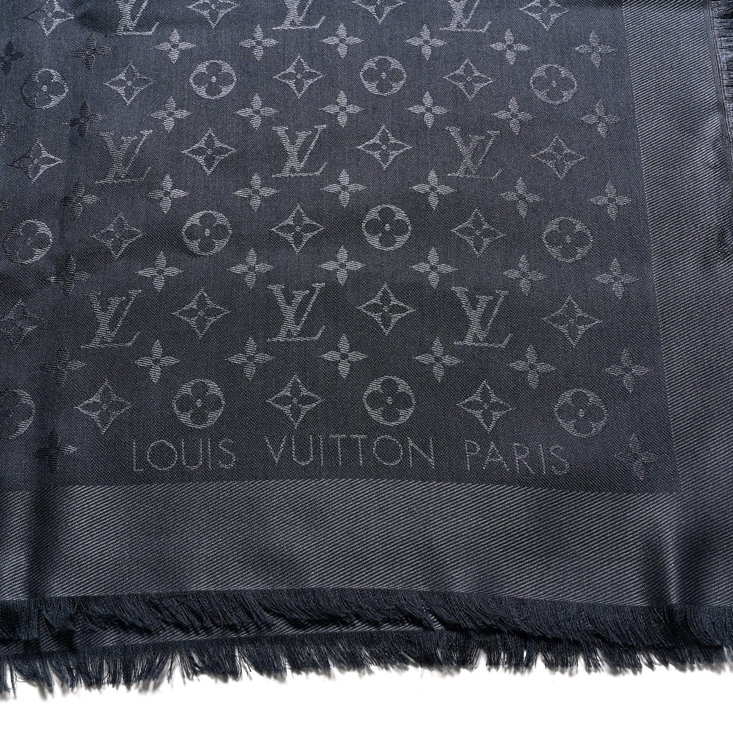 Silk Lurex Wool Monogram Shine Shawl Carbone