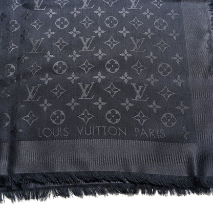Louis Vuitton Silk Lurex Wool Monogram Shine Shawl Carbone 2 of 4