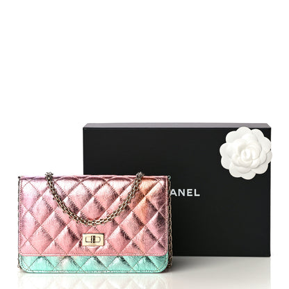 Chanel Metallic Goatskin Quilted 2.55 Reissue Wallet on Chain WOC Multicolor 12 of 12