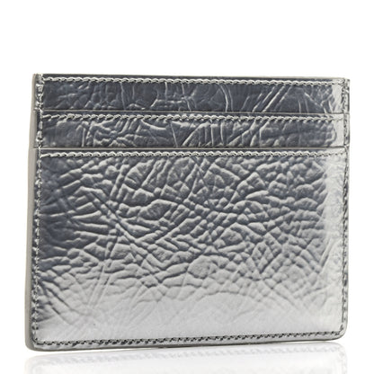 Saint Laurent Textured Patent Metallic Monogram Credit Card Case Argento 2 of 3