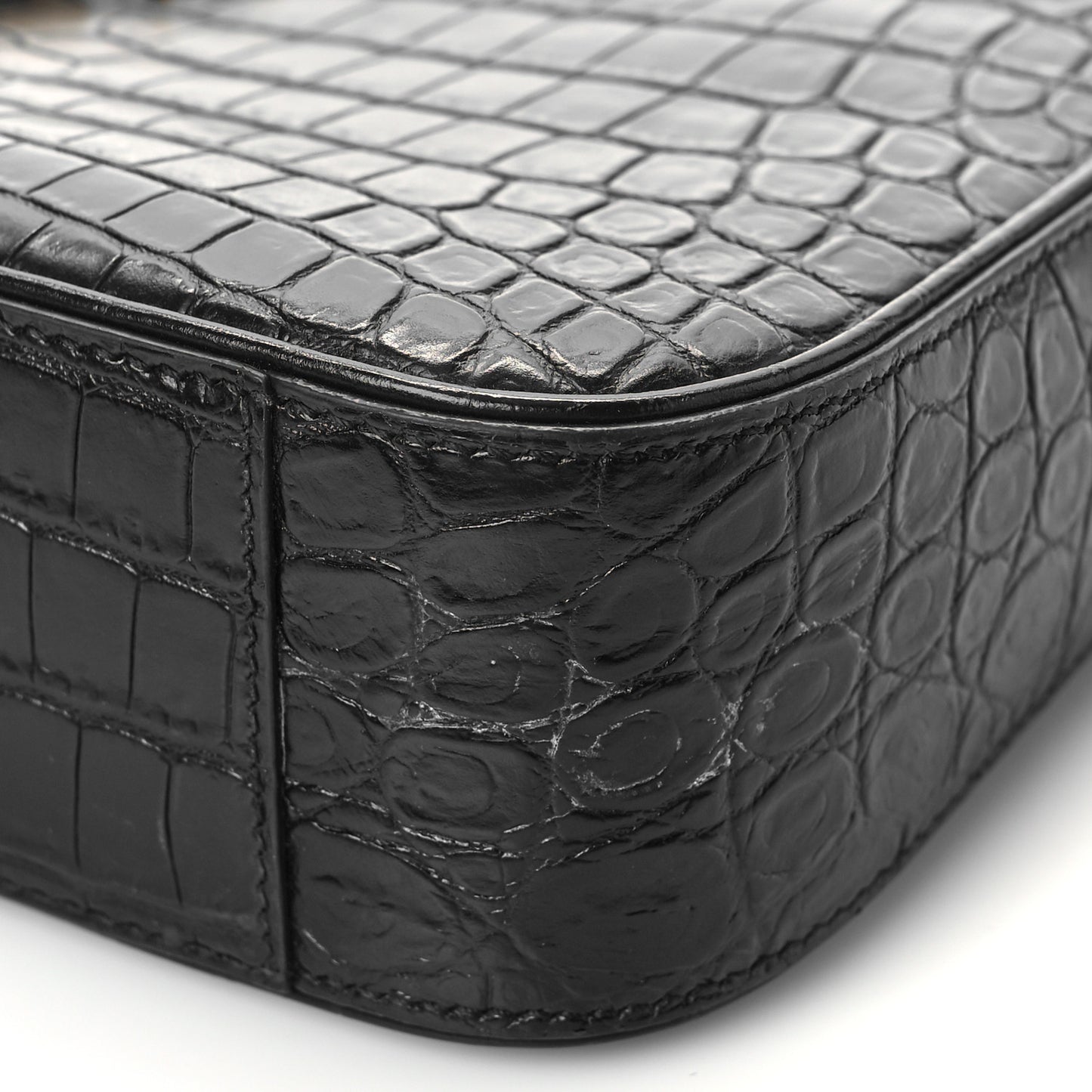 Calfskin Crocodile Embossed Le 5 A 7 Hobo Black