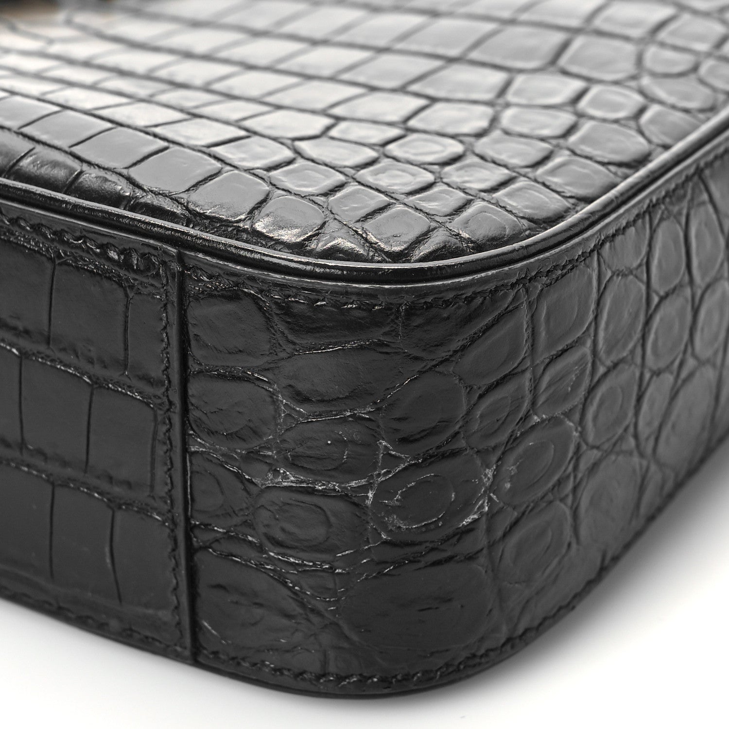 Saint Laurent Calfskin Crocodile Embossed Le 5 A 7 Hobo Black 8 of 9