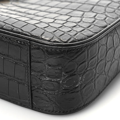 Saint Laurent Calfskin Crocodile Embossed Le 5 A 7 Hobo Black 8 of 9