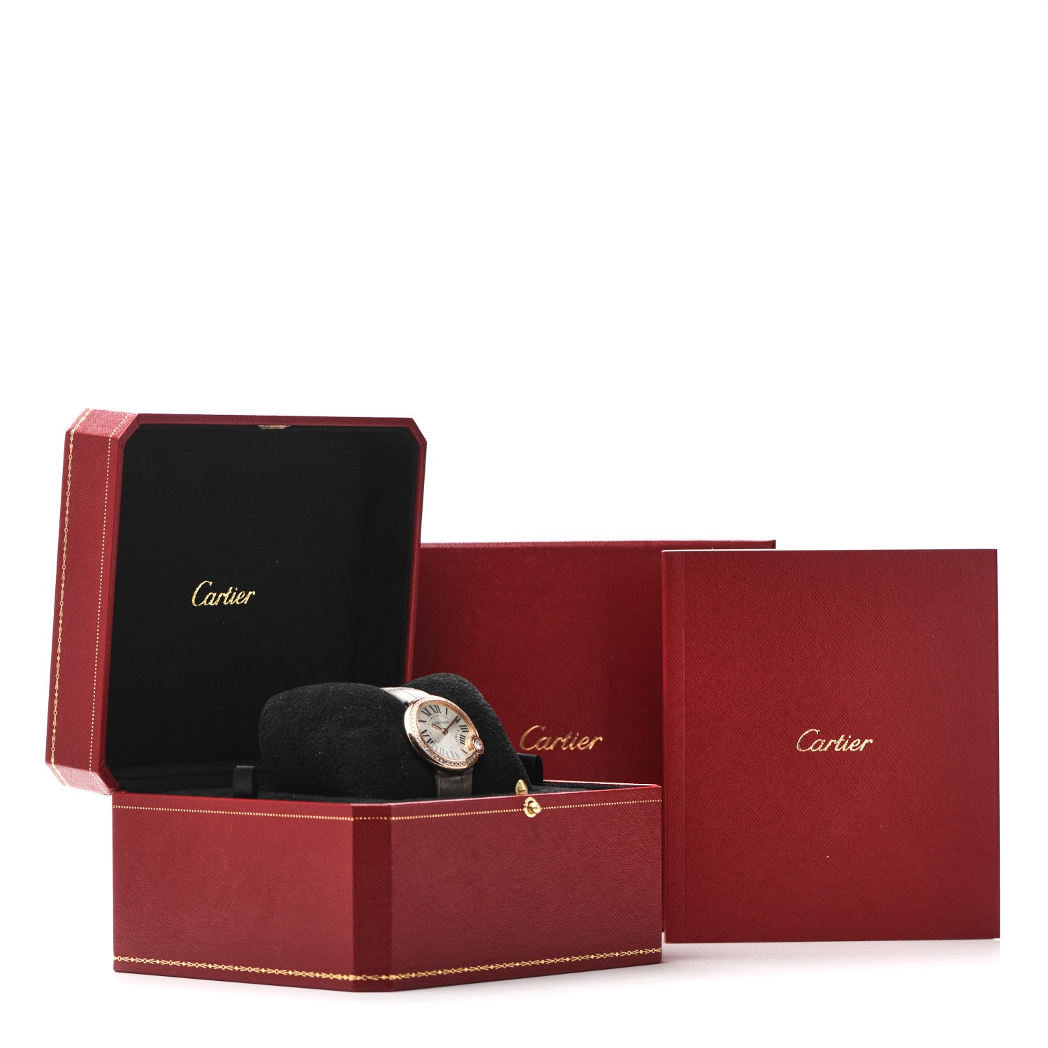 Cartier 18K Pink Gold Alligator Diamond Bezel 30mm Ballon Blanc De Cartier Quartz Watch 6 of 6