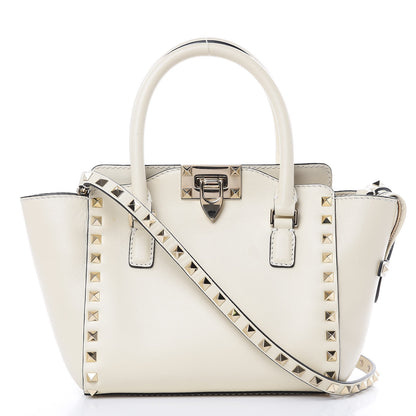 Valentino Garavani Vitello Mini Rockstud Double Handle Tote Ivory 1 of 13