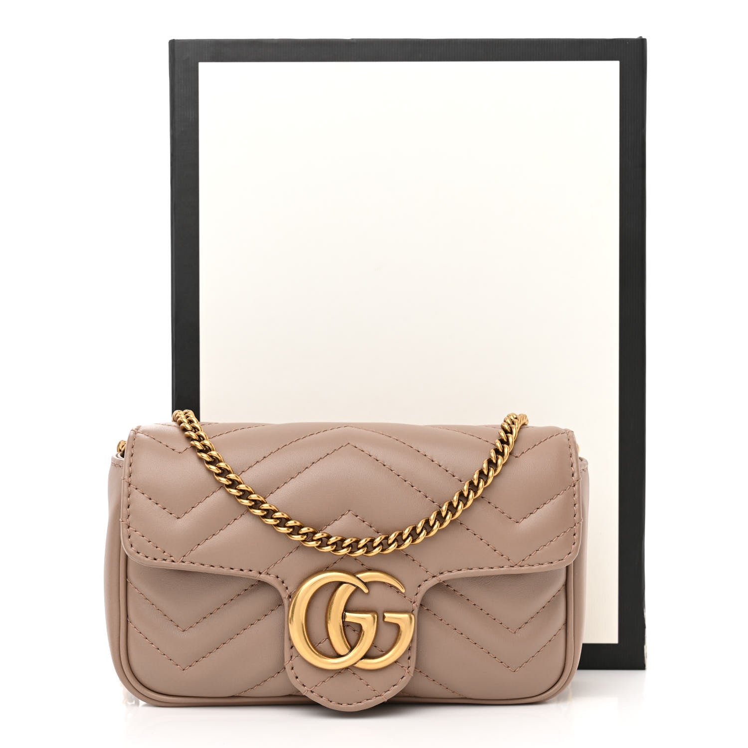 Gucci Calfskin Matelasse Super Mini GG Marmont Shoulder Bag Porcelain Rose 11 of 11