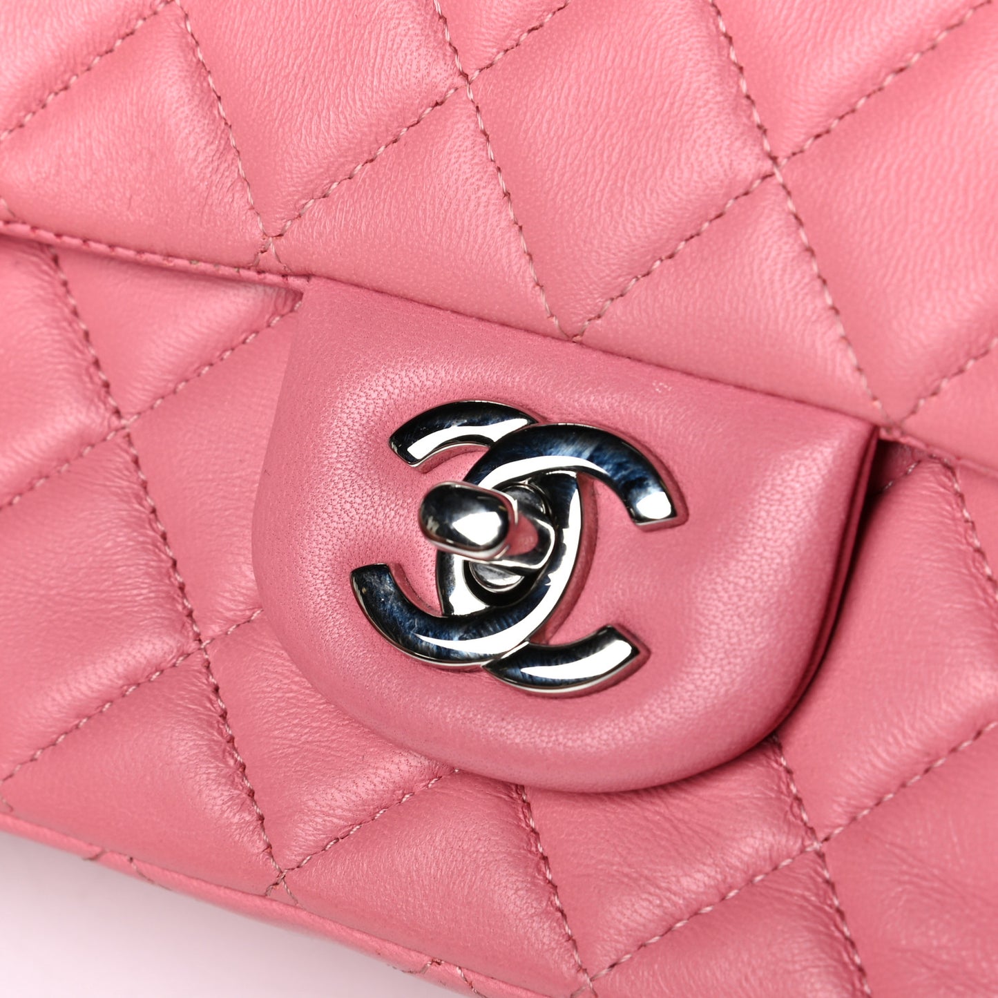 Lambskin Quilted Mini Rectangular Flap Pink