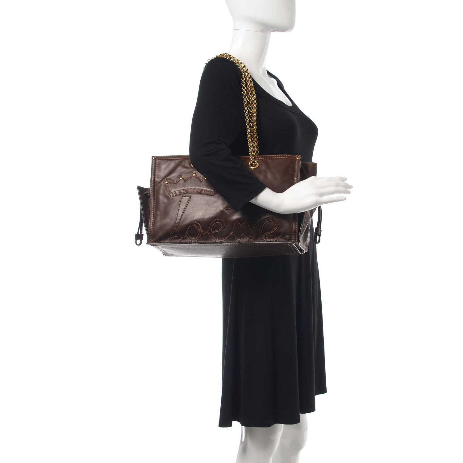 Loewe Nappa Chain Logo Shopper Tote Black 2 of 14