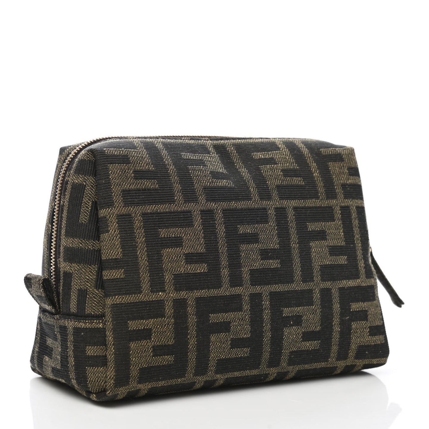 Fabric Jacquard FF 1974 Small Trapezoid Beauty Pouch Tobacco Moro Black