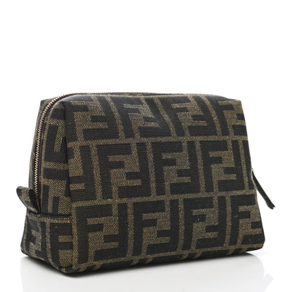 Fendi Fabric Jacquard FF 1974 Small Trapezoid Beauty Pouch Tobacco Moro Black 3 of 8
