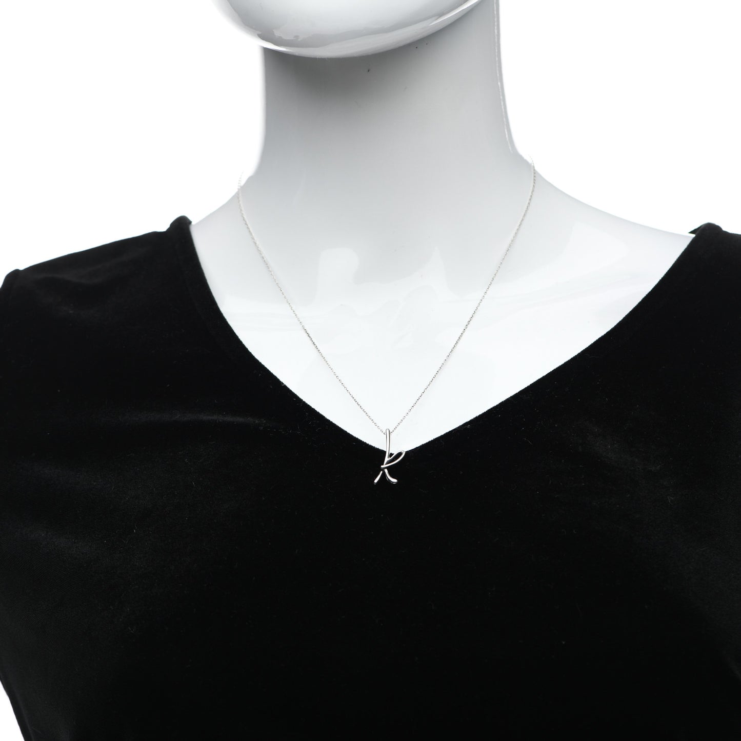 Sterling Silver Elsa Peretti Letter K Pendant Necklace