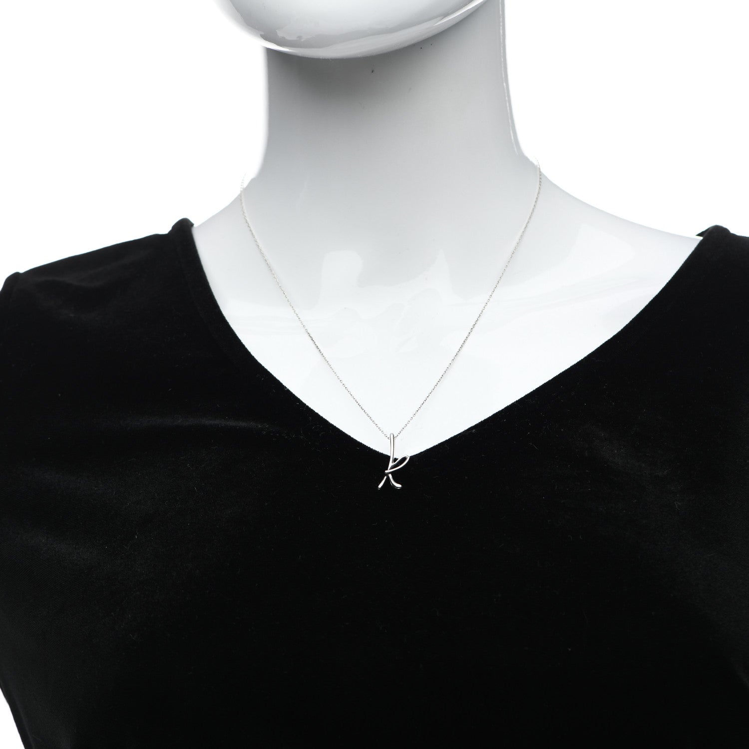 Tiffany Sterling Silver Elsa Peretti Letter K Pendant Necklace 2 of 7