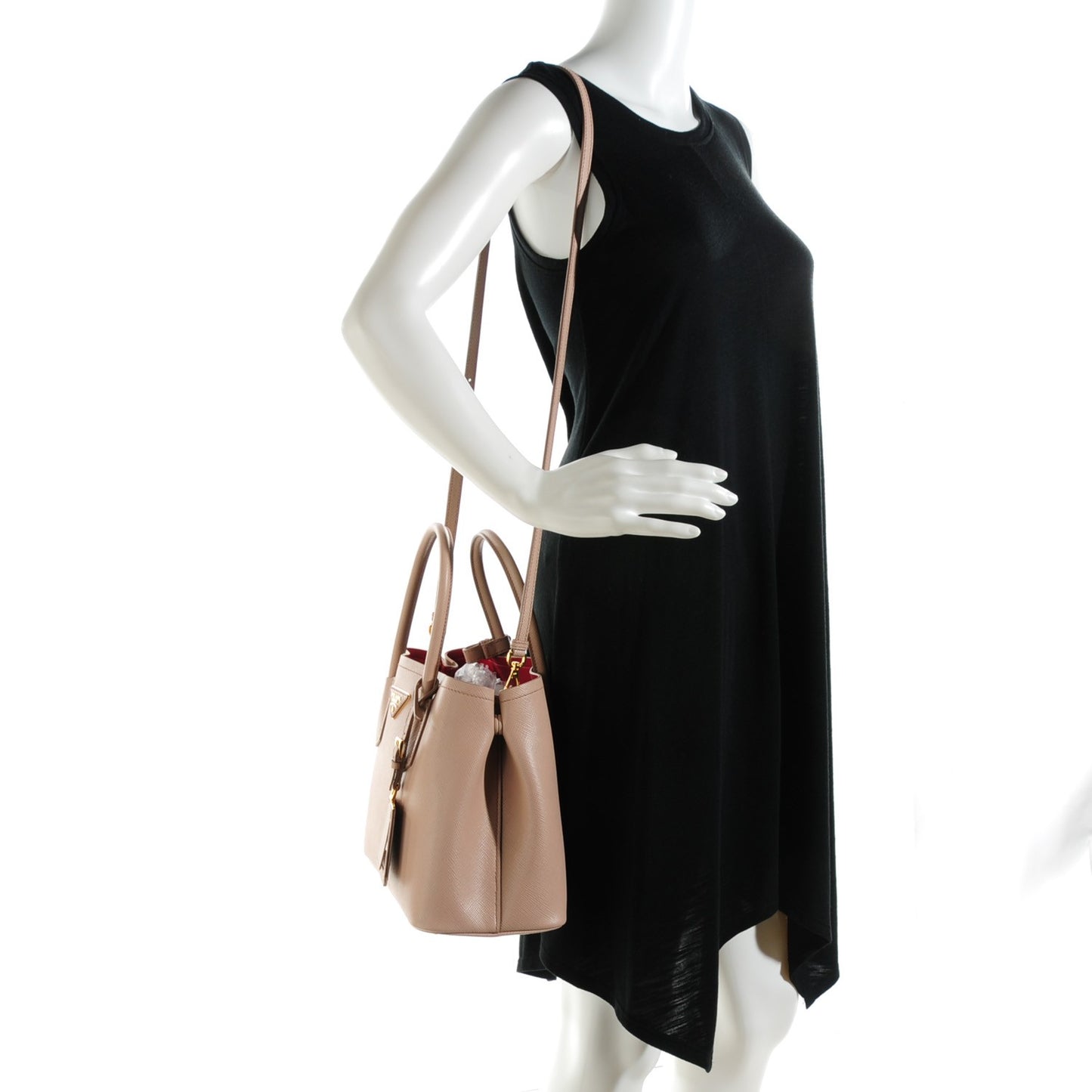 Saffiano Cuir Medium Double Bag Cammeo