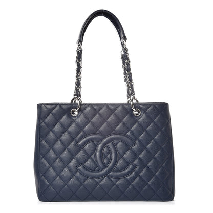 Chanel Caviar Quilted Grand Shopping Tote GST Dark Navy Blue 1 of 9