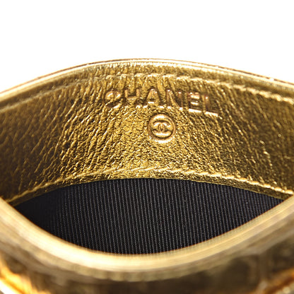 Chanel Metallic Calfskin Crocodile Embossed Cocodile Card Holder Gold 6 of 9