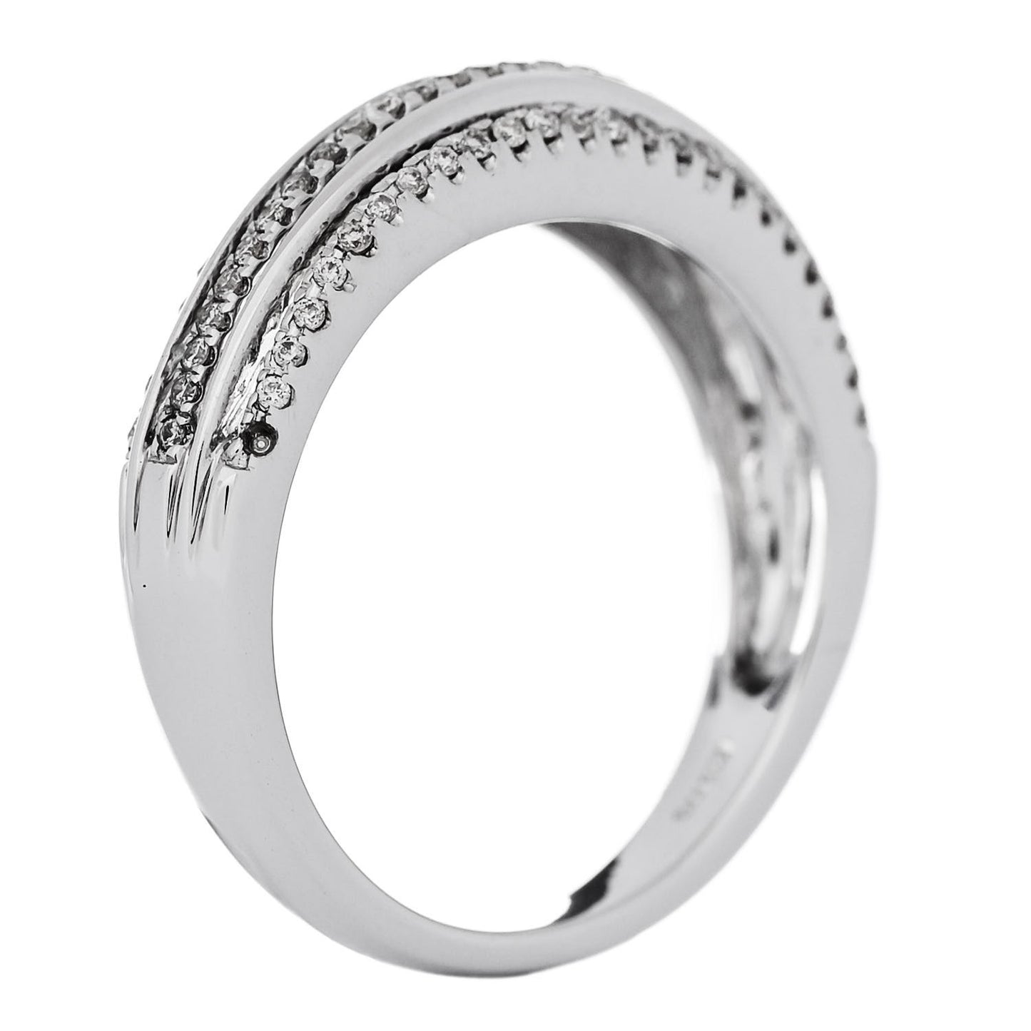18K White Gold Diamond .24ctw 3 Row Pave Band Ring 53 6.25