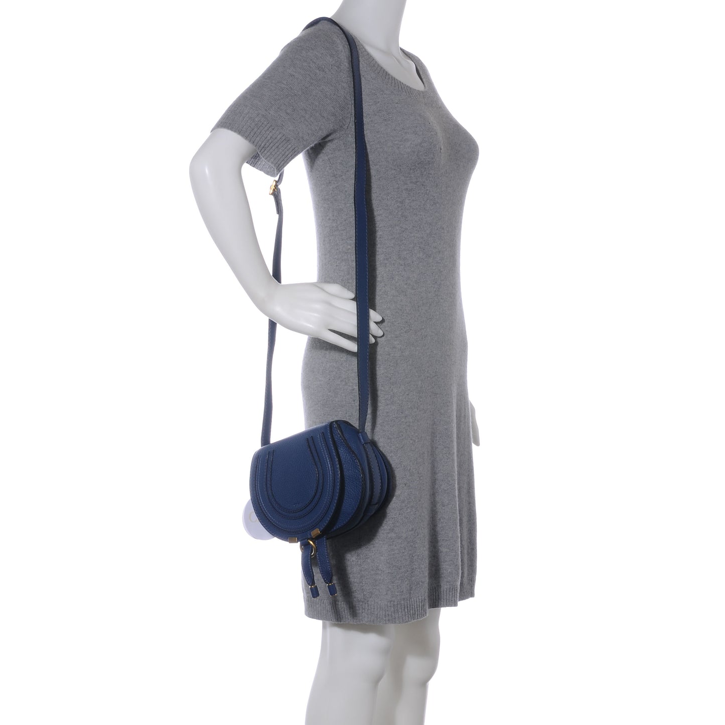 Calfskin Mini Marcie Round Crossbody Bag Royal Navy