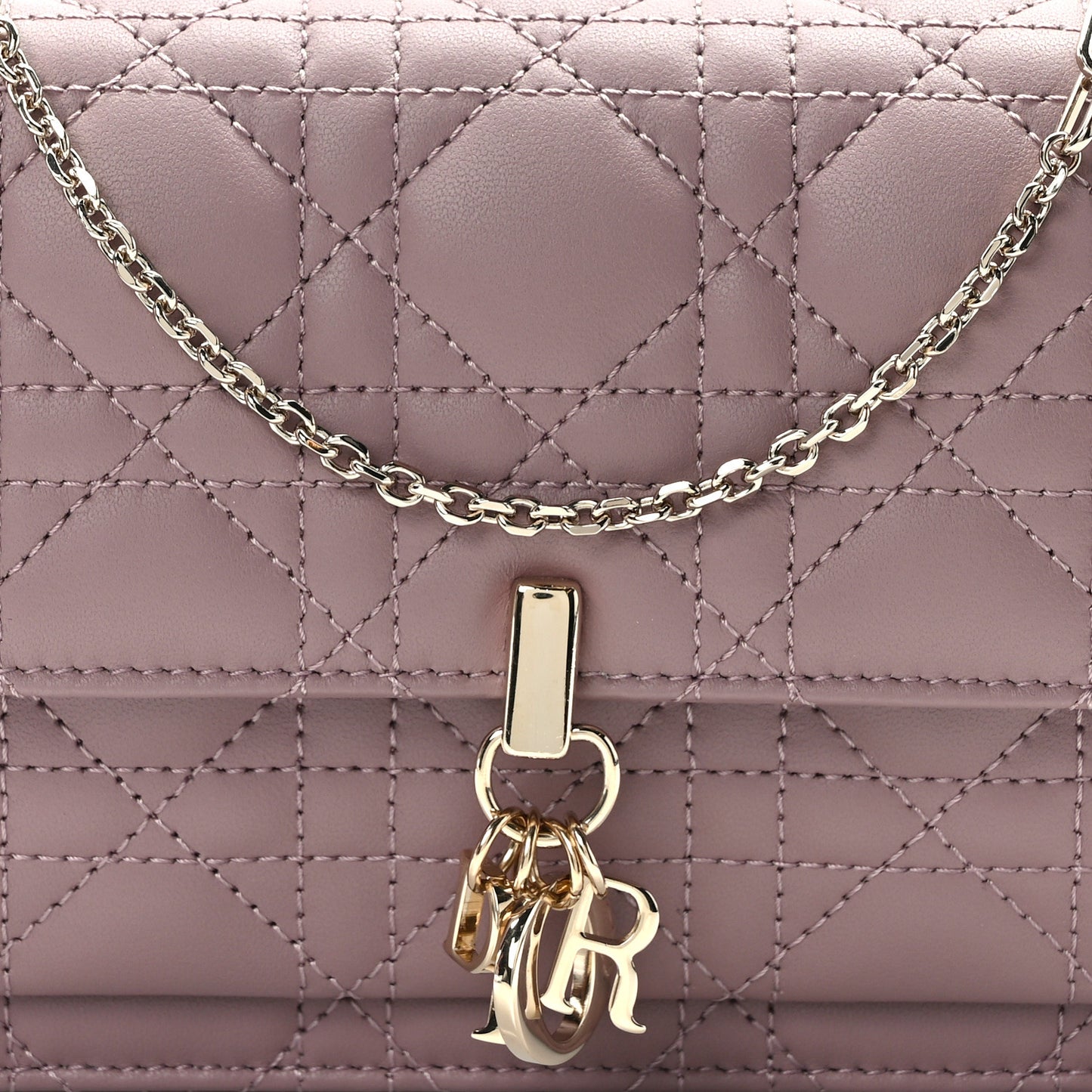 Lambskin Cannage Lady Dior Chain Pouch Purple