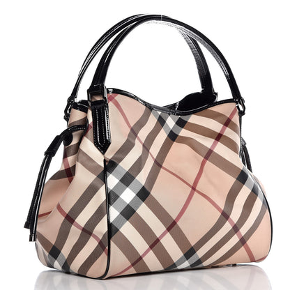 Burberry Patent Nova Check Small Bilmore Tote Black 3 of 9