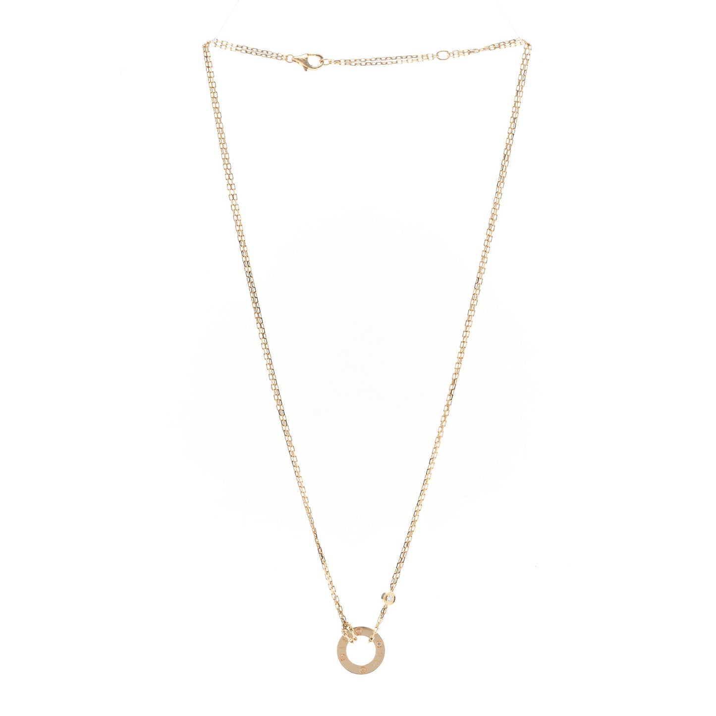 18K Yellow Gold 2 Diamond LOVE Necklace