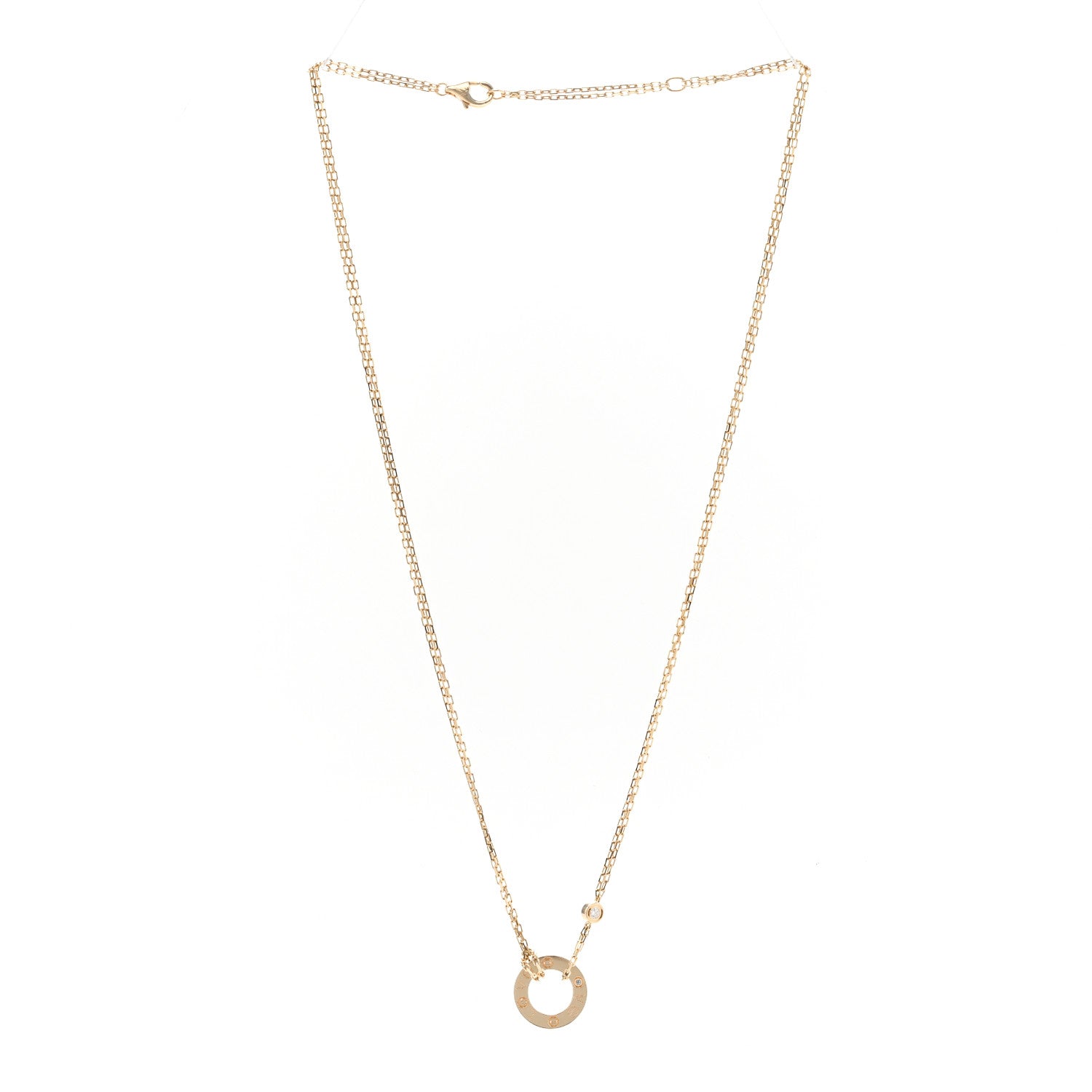 Cartier 18K Yellow Gold 2 Diamond LOVE Necklace 3 of 4