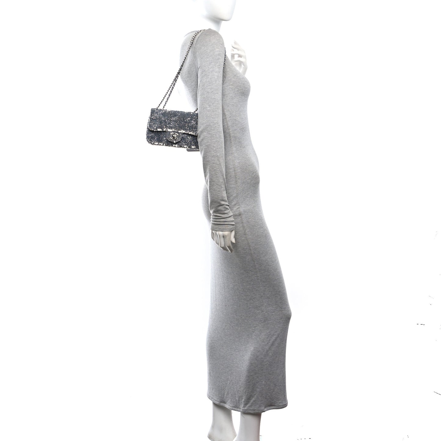 Sequin Mini Rectangular Flap Silver