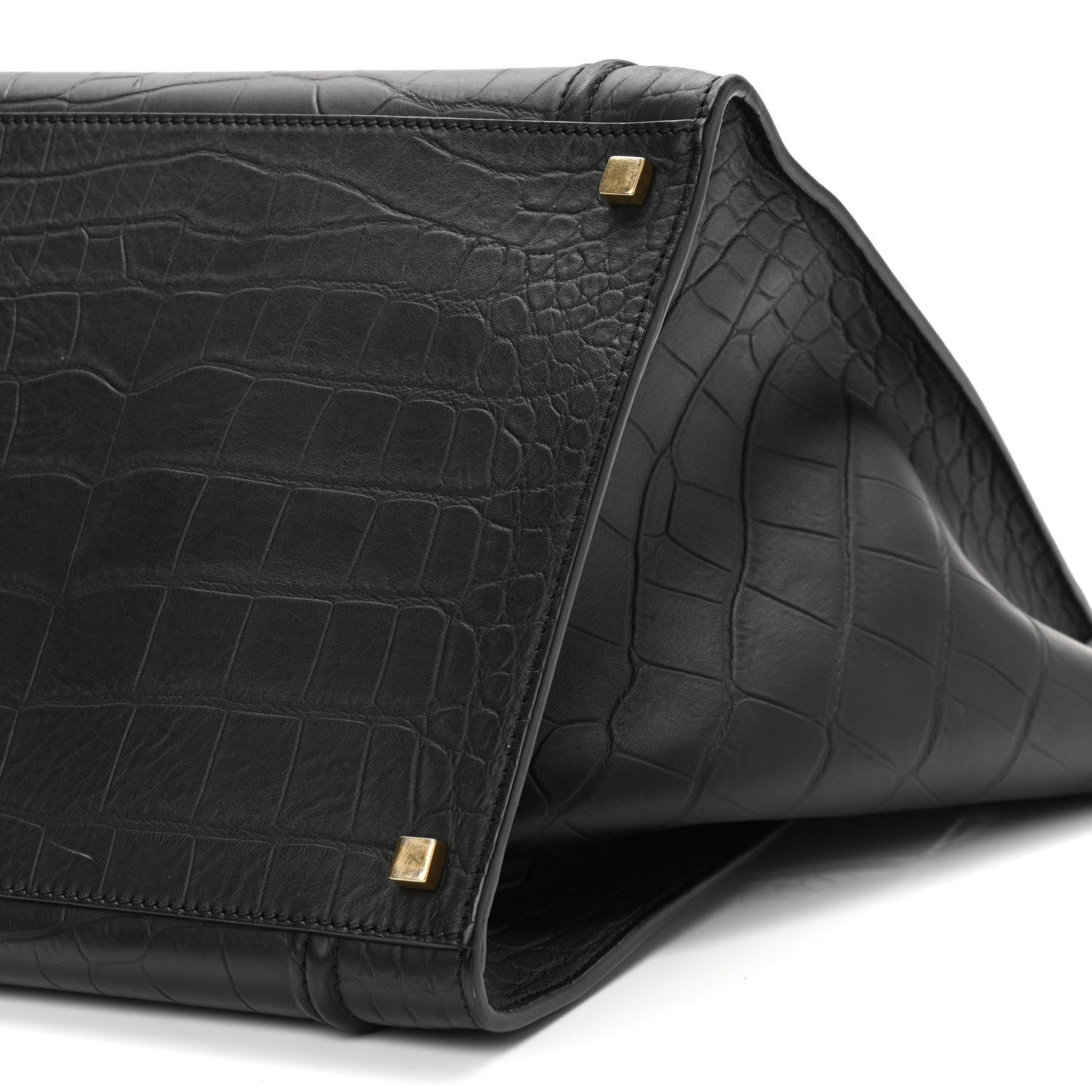 Celine Calfskin Crocodile Embossed Medium Phantom Luggage Black 10 of 10