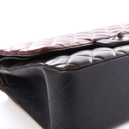 Chanel Lambskin Quilted Jumbo Tri-Color Double Flap Burgundy 5 of 11