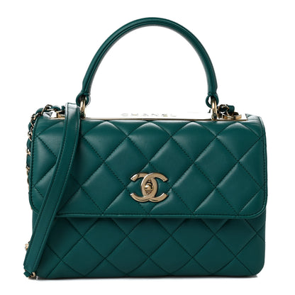 Chanel Lambskin Quilted Small Trendy CC Flap Dual Handle Bag Green 1 of 9