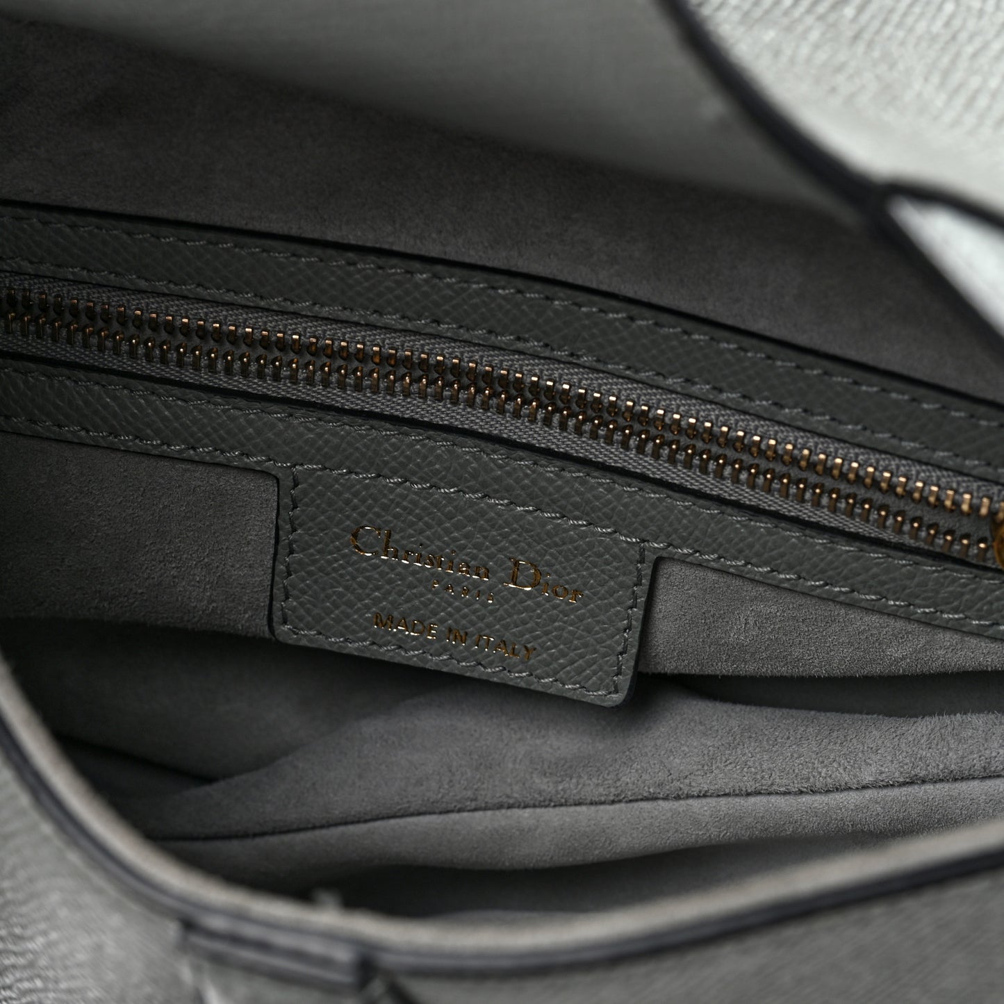 Grained Calfskin Saddle Bag Grey