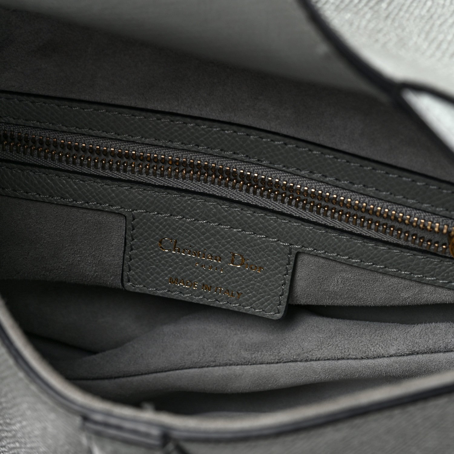 Christian Dior Grained Calfskin Saddle Bag Grey 5 of 9