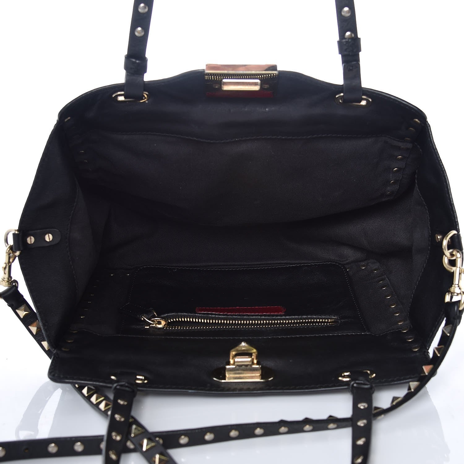 Valentino Garavani Vitello Small Rockstud Tote Black 5 of 8