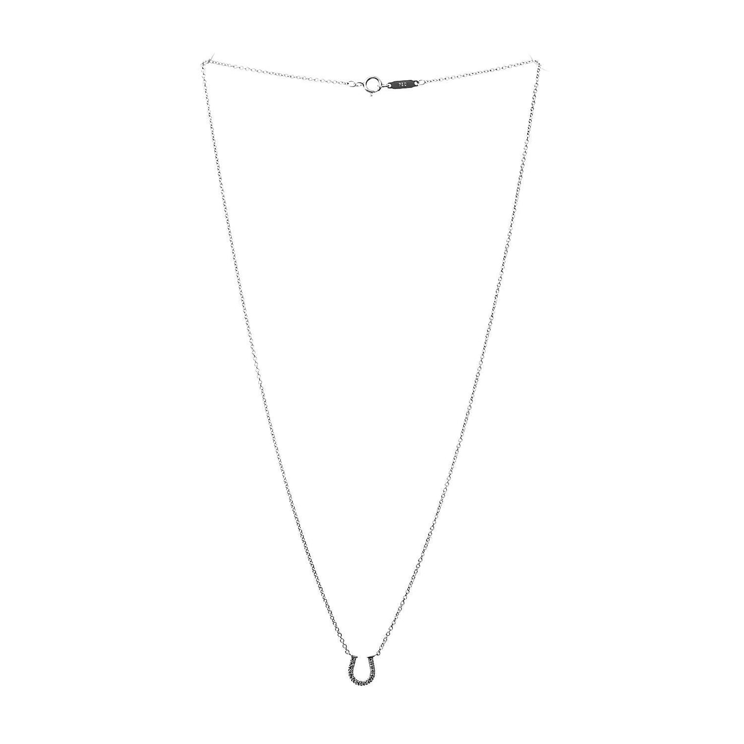 18K White Gold Diamond Mini Metro Horseshoe Pendant Necklace