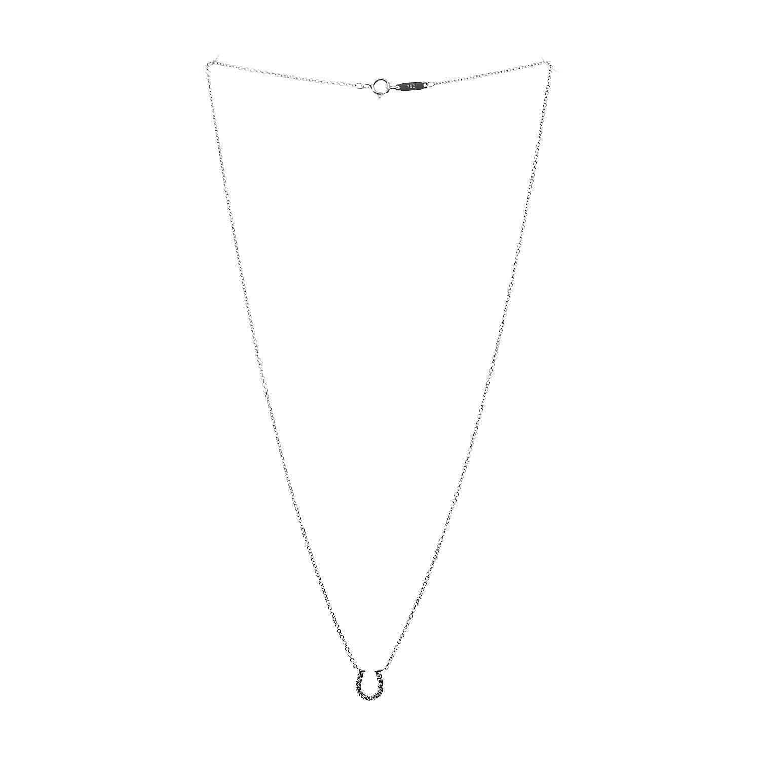 Tiffany 18K White Gold Diamond Mini Metro Horseshoe Pendant Necklace 3 of 7