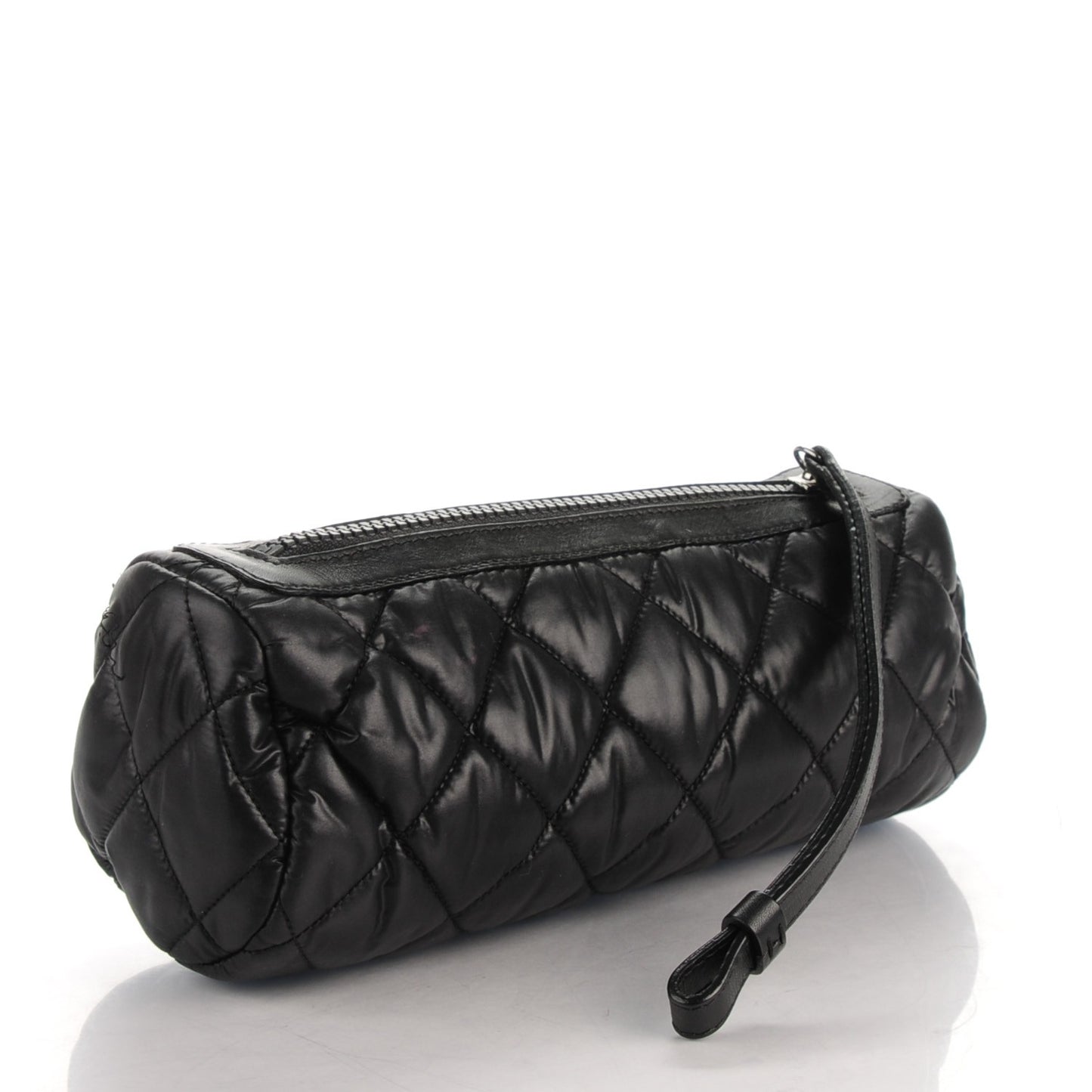 Nylon Quilted Cocoon Cosmetic Pouch Black