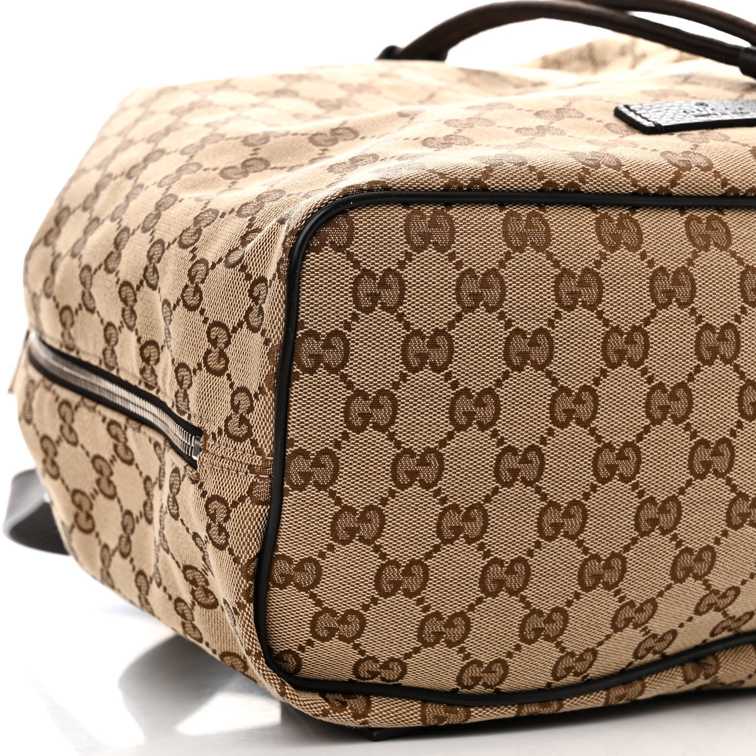 Gucci Monogram Dollar Calfskin O Drawstring Backpack Beige Ebony Testa di Moro Dark Chocolate 9 of 10