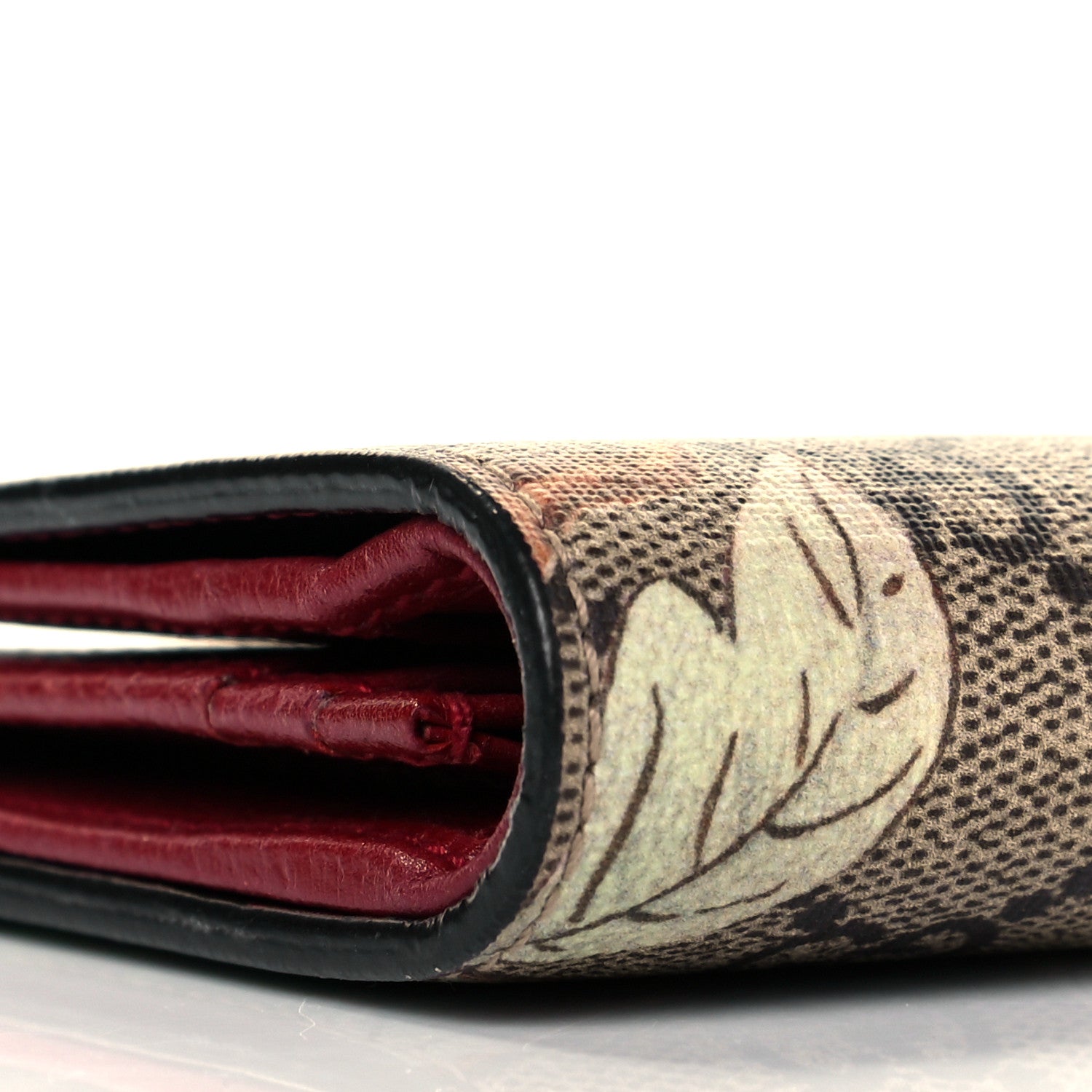 Gucci GG Supreme Monogram Tian Card Case Beige Multicolor Red 7 of 8