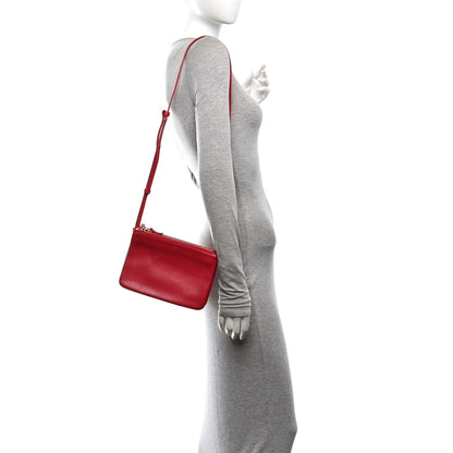 Celine Lambskin Small Trio Crossbody Bag Red 2 of 15