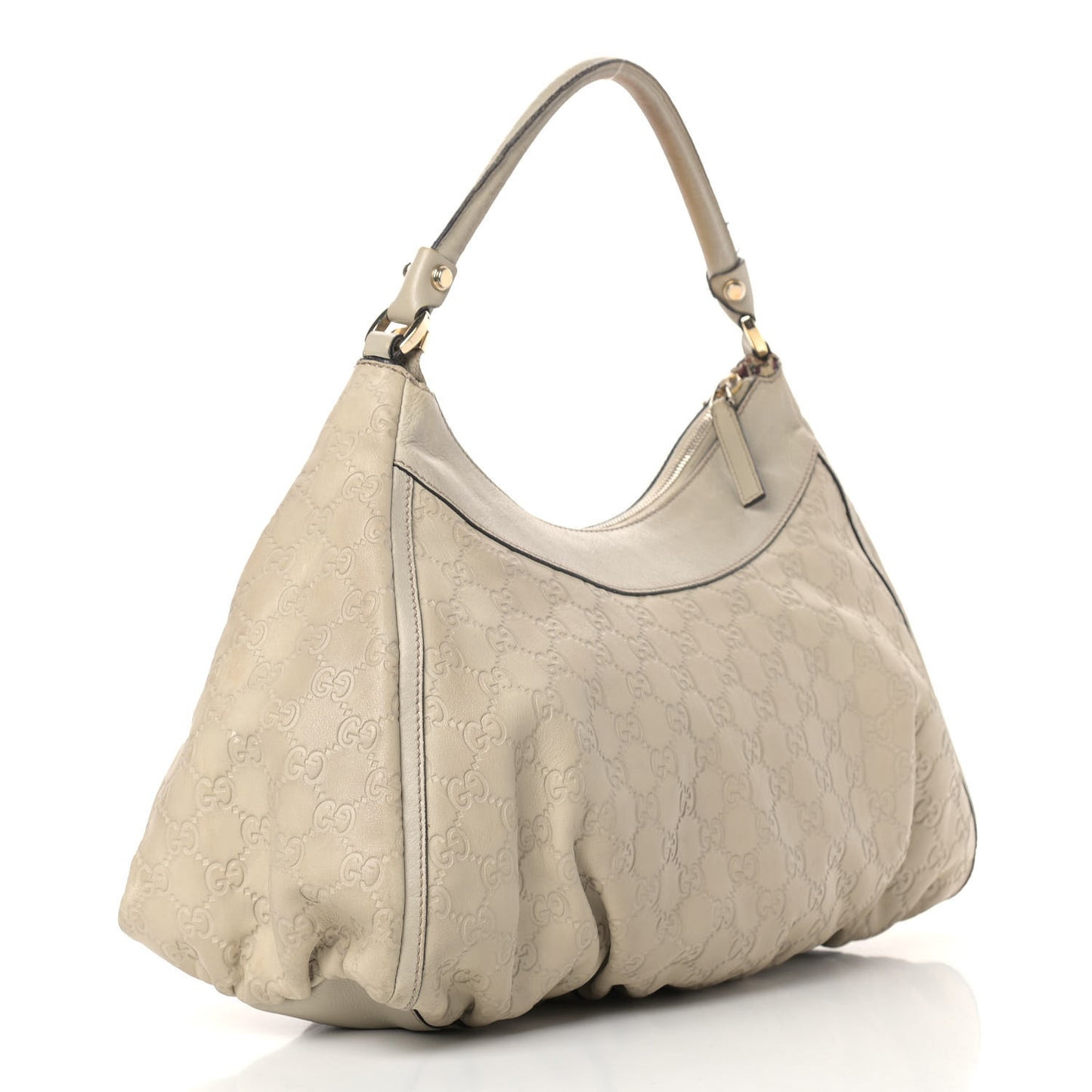 Guccissima Large D Gold Ring Hobo Off White