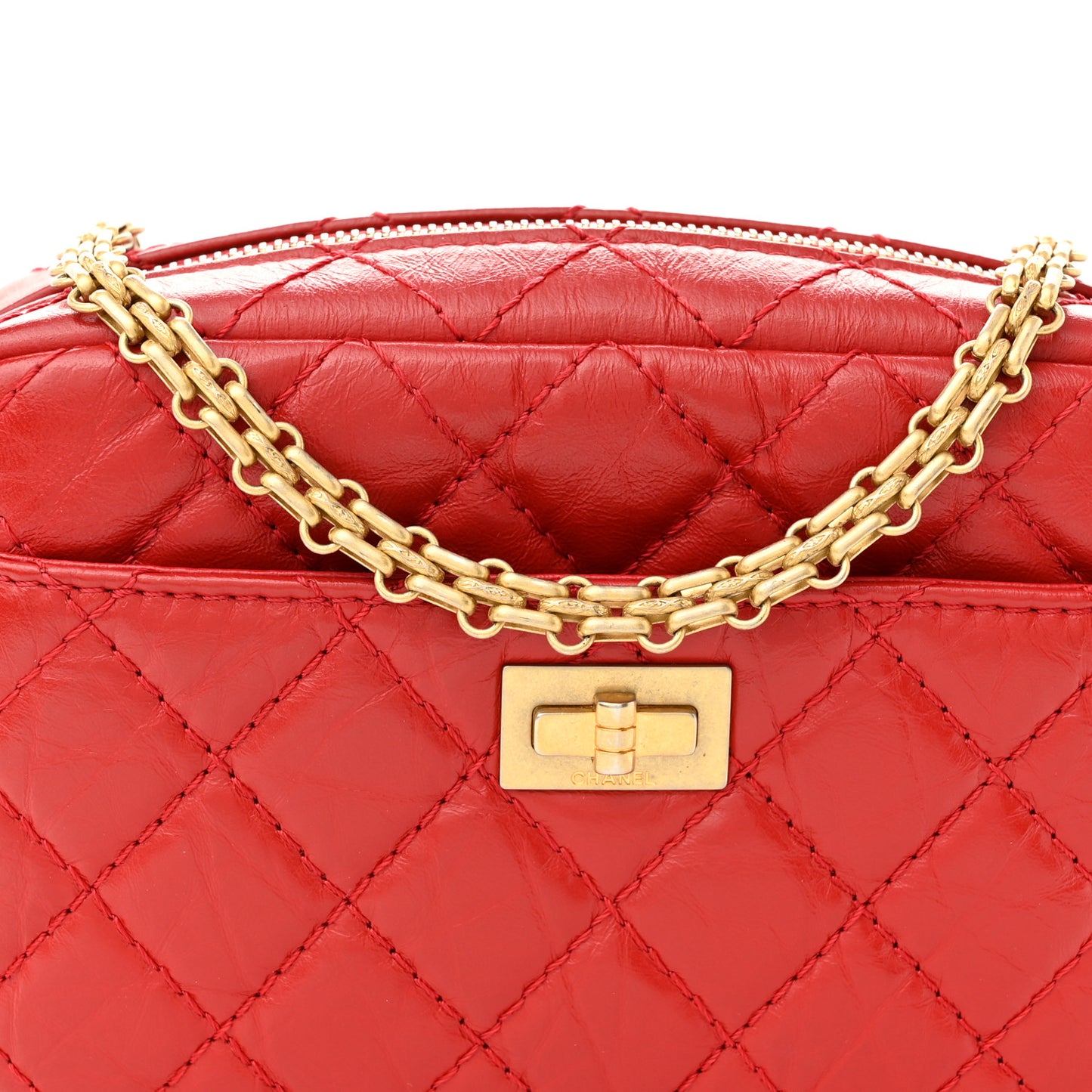 Aged Calfskin Quilted Mini Reissue Camera Case Red