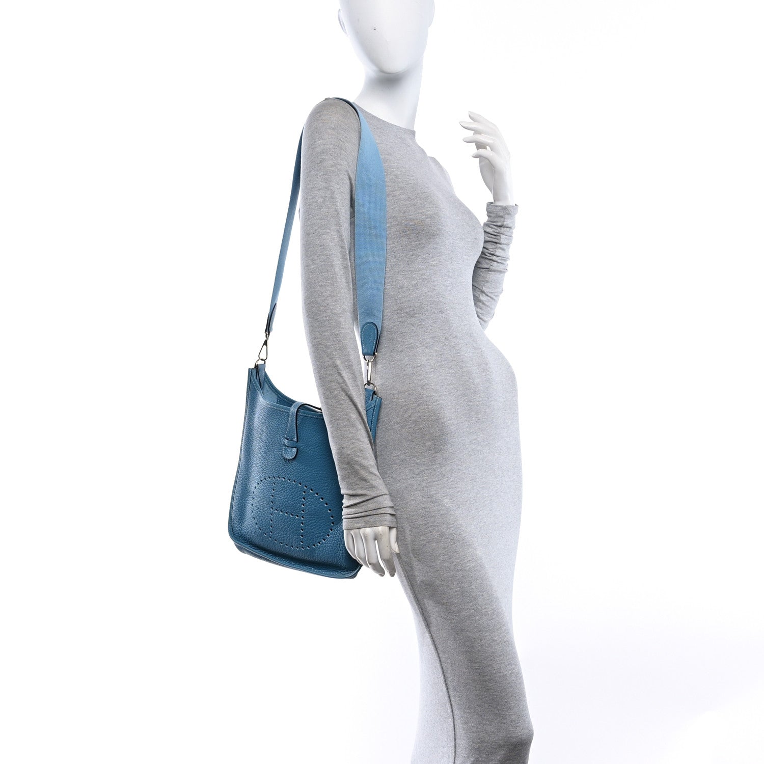 Hermes Taurillon Clemence Evelyne PM Blue Jean 2 of 10
