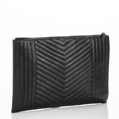 Saint Laurent Lambskin Mixed Matelasse Classic Monogram Zipped Document Holder Black 3 of 7
