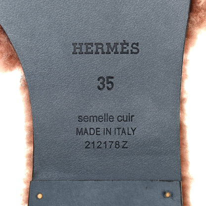 Hermes Woolskin Oran Sandals 35 Rose Aube 7 of 7