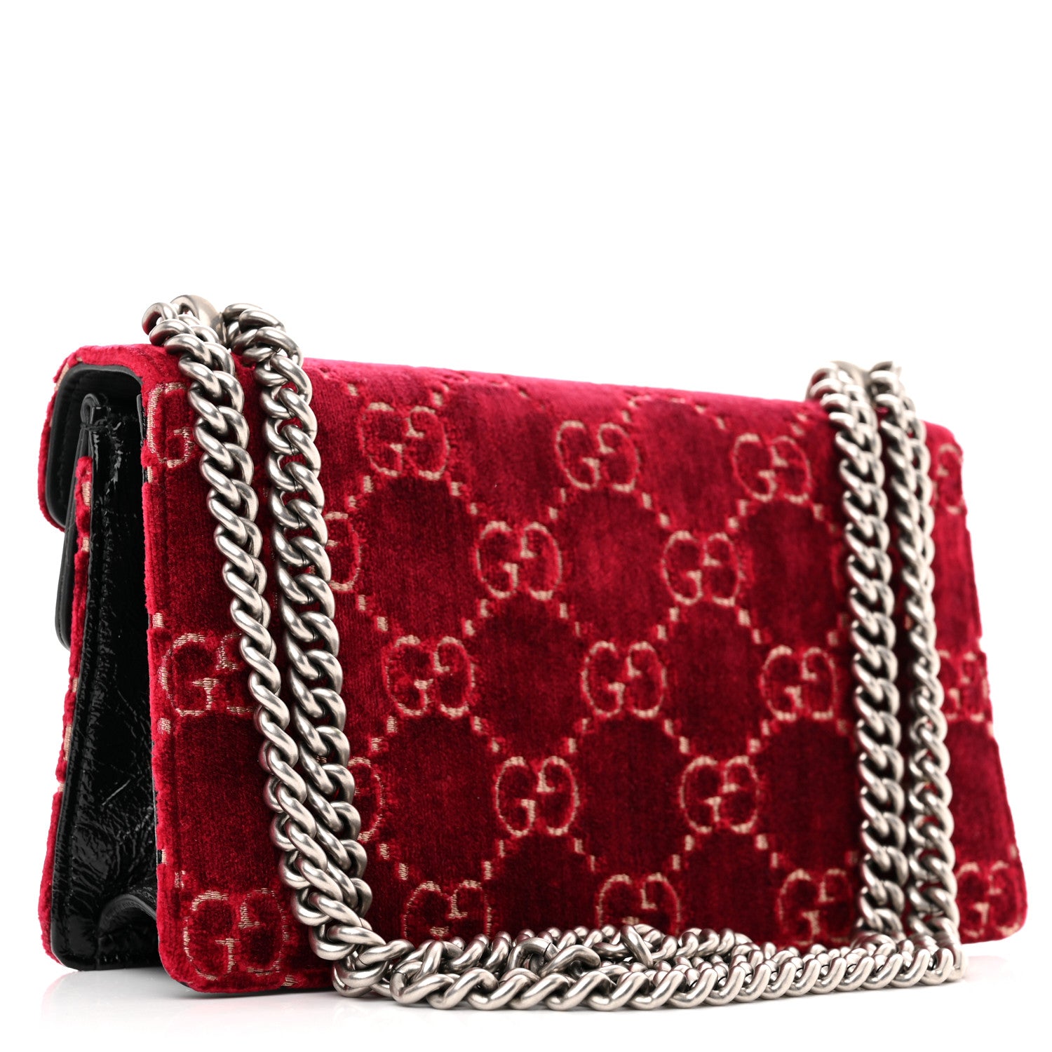 Gucci Velvet Skipper Crystal GG Monogram Small Dionysus Shoulder Bag Red Cipria Black Black Diamond 3 of 14