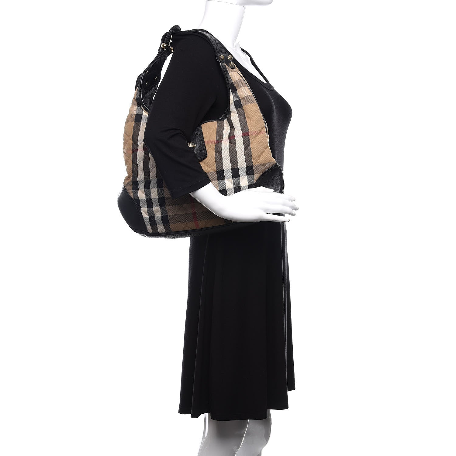 Burberry House Check Quilted Brook Hobo Black 2 of 11