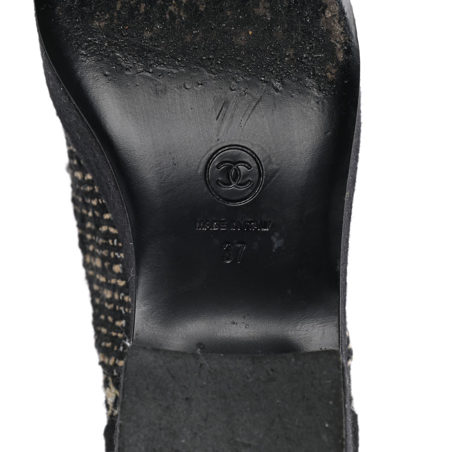 Chanel Tweed Lace Up Platform Oxfords 37 Black Multicolor 8 of 12