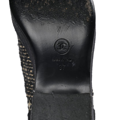 Chanel Tweed Lace Up Platform Oxfords 37 Black Multicolor 8 of 12